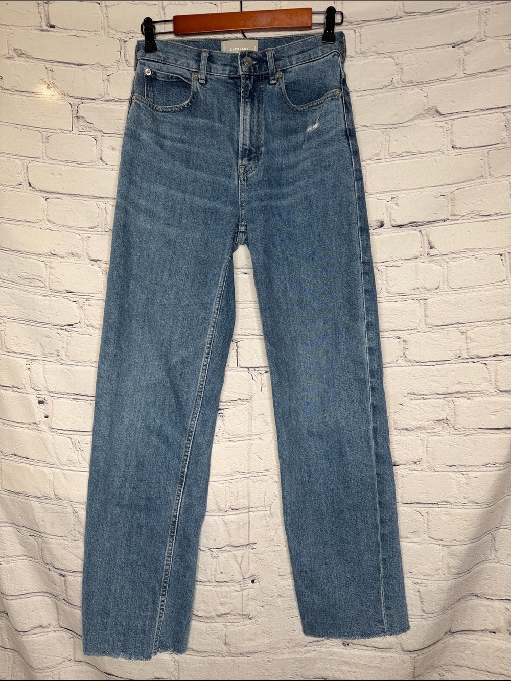 Everlane Classic High-Rise Straight Leg Jeans - Light Blue Size 25 Long